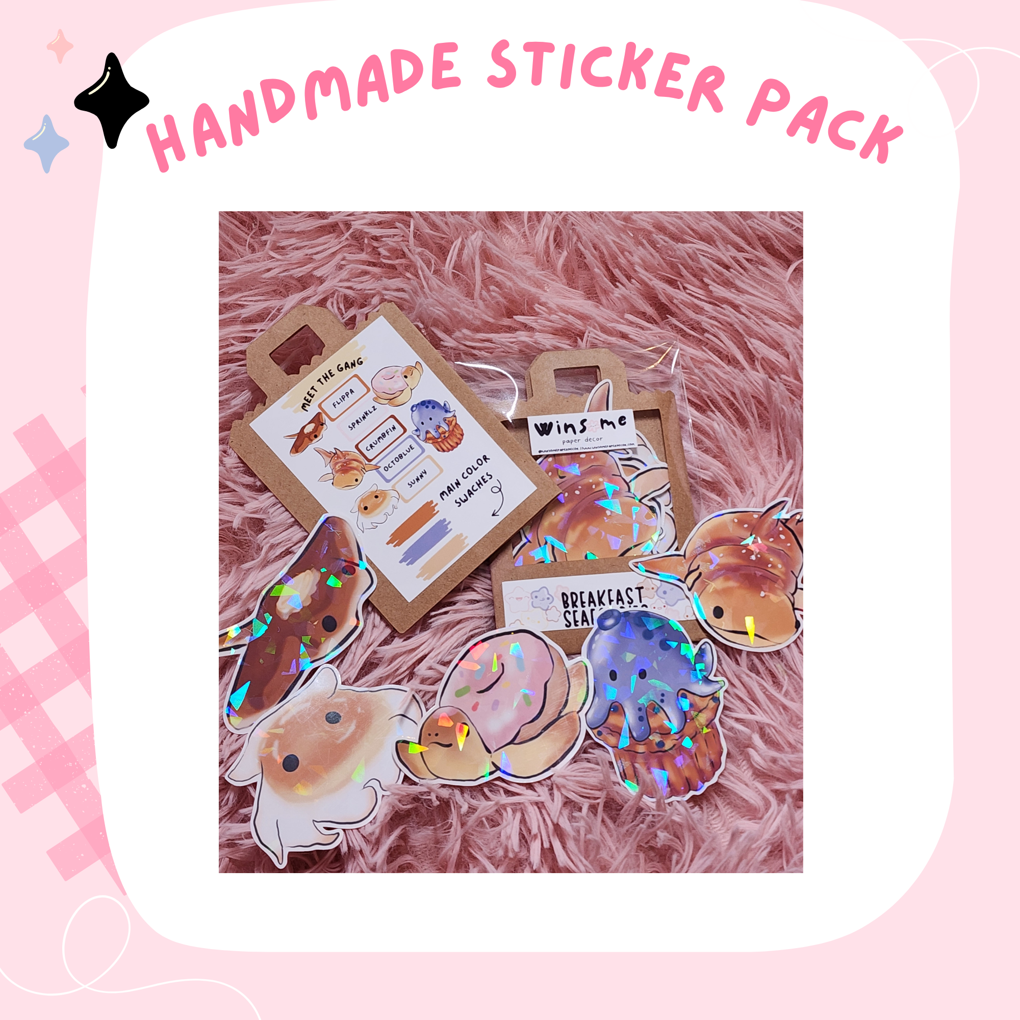 BREAKFAST SEAFOODIES  - HOLO HANDMADE LARGE STICKERS