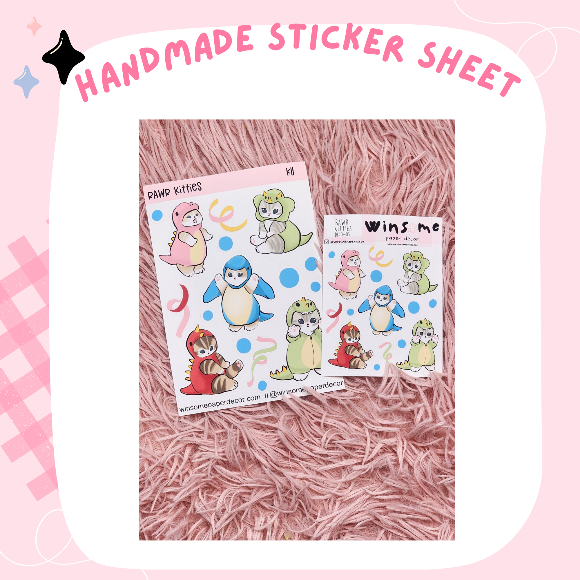 RAWR KITTIES- HANDMADE STICKERS