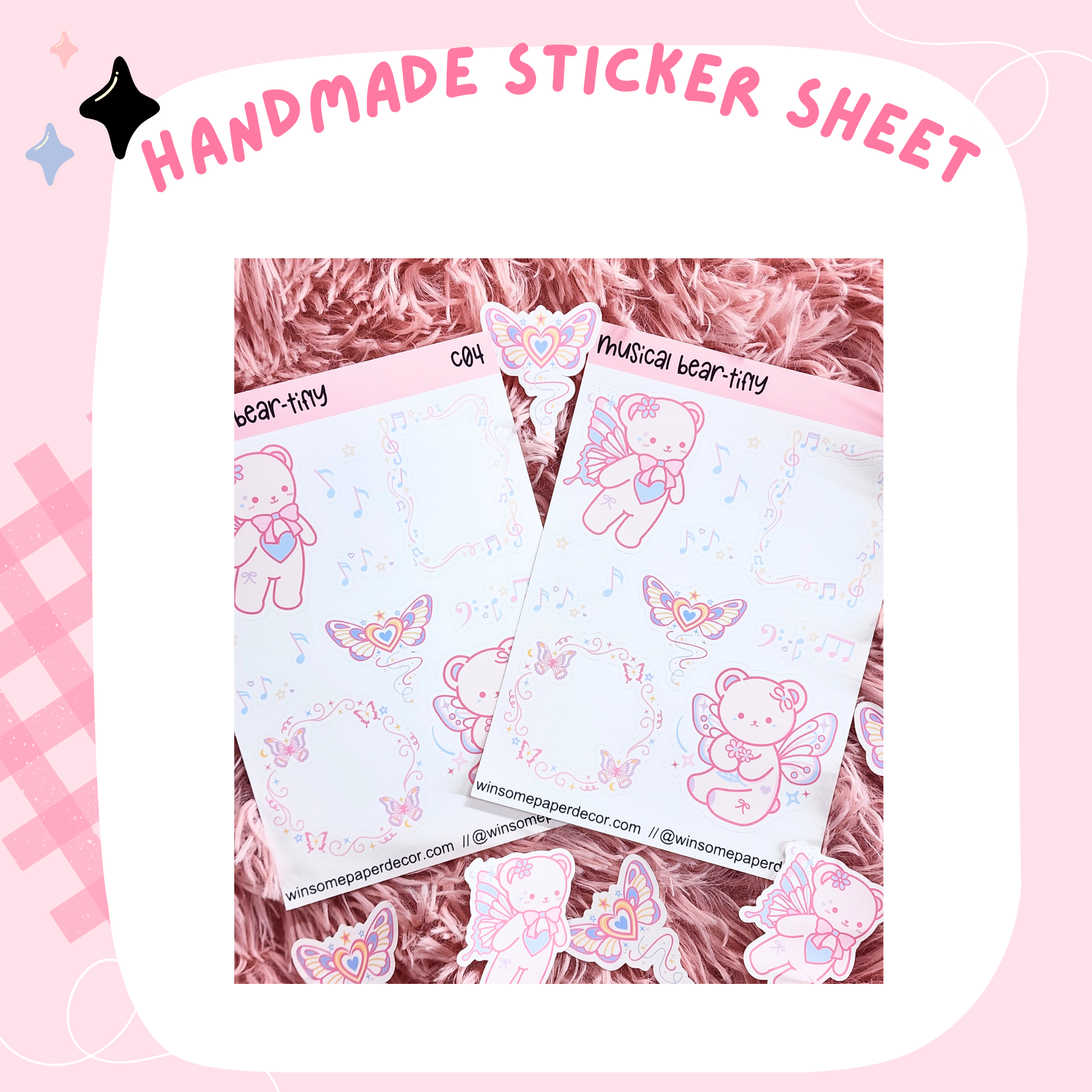 Musicaly Bear-Tifly  - HANDMADE STICKERS