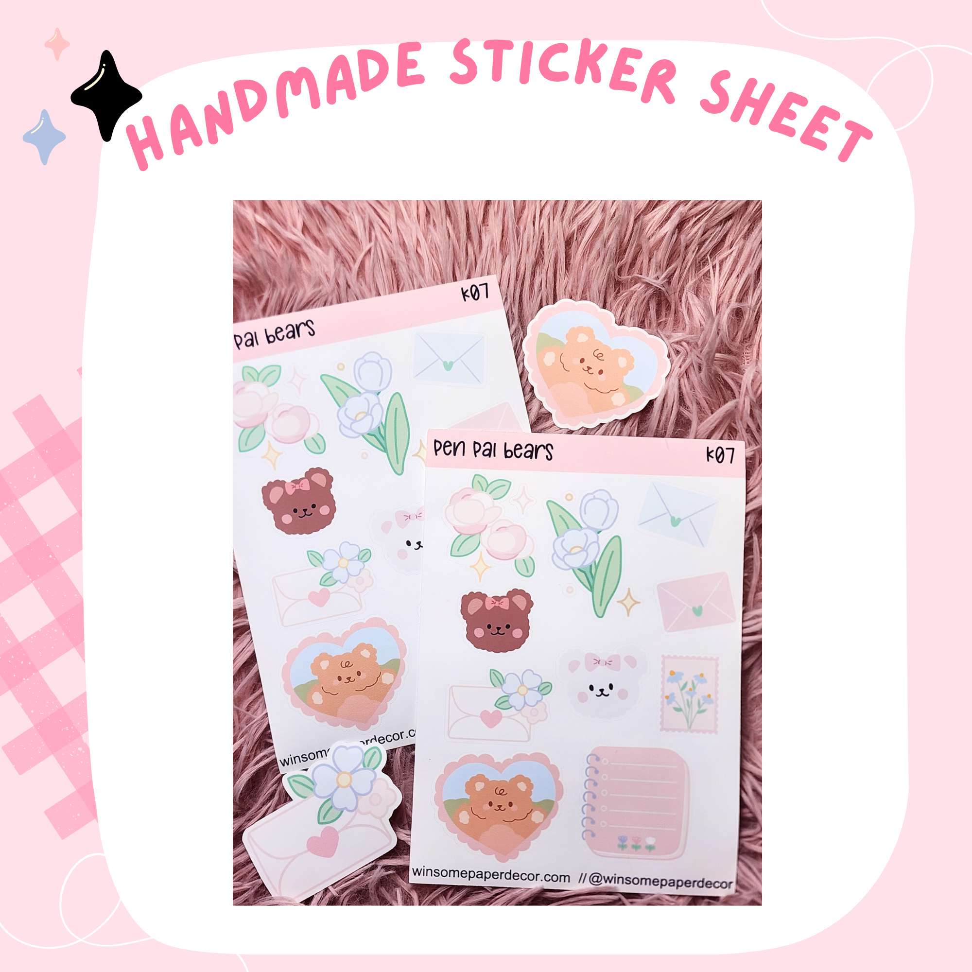 PEN PAL BEAR - HANDMADE STICKERS
