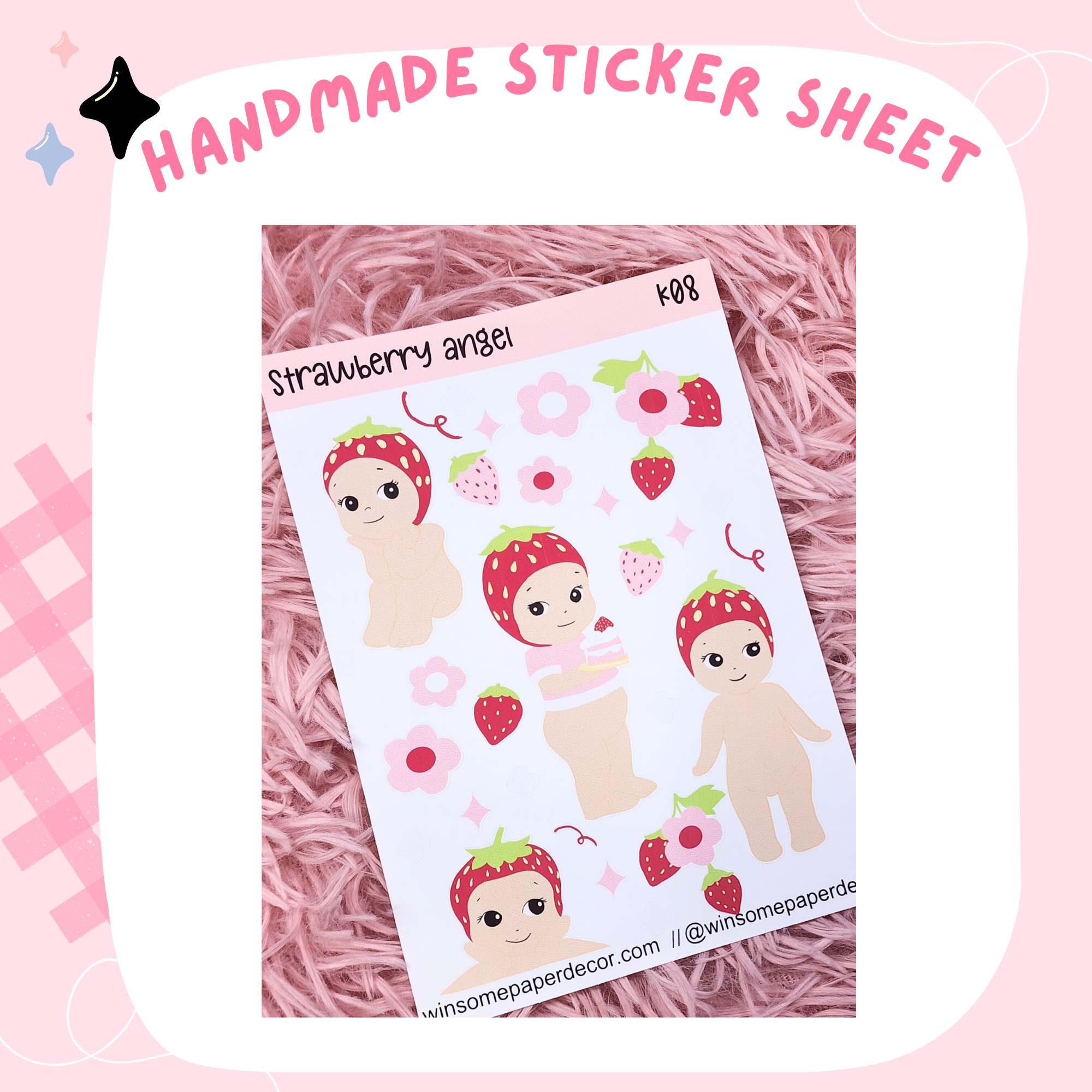 STRAWBERRY ANGEL - HANDMADE STICKERS