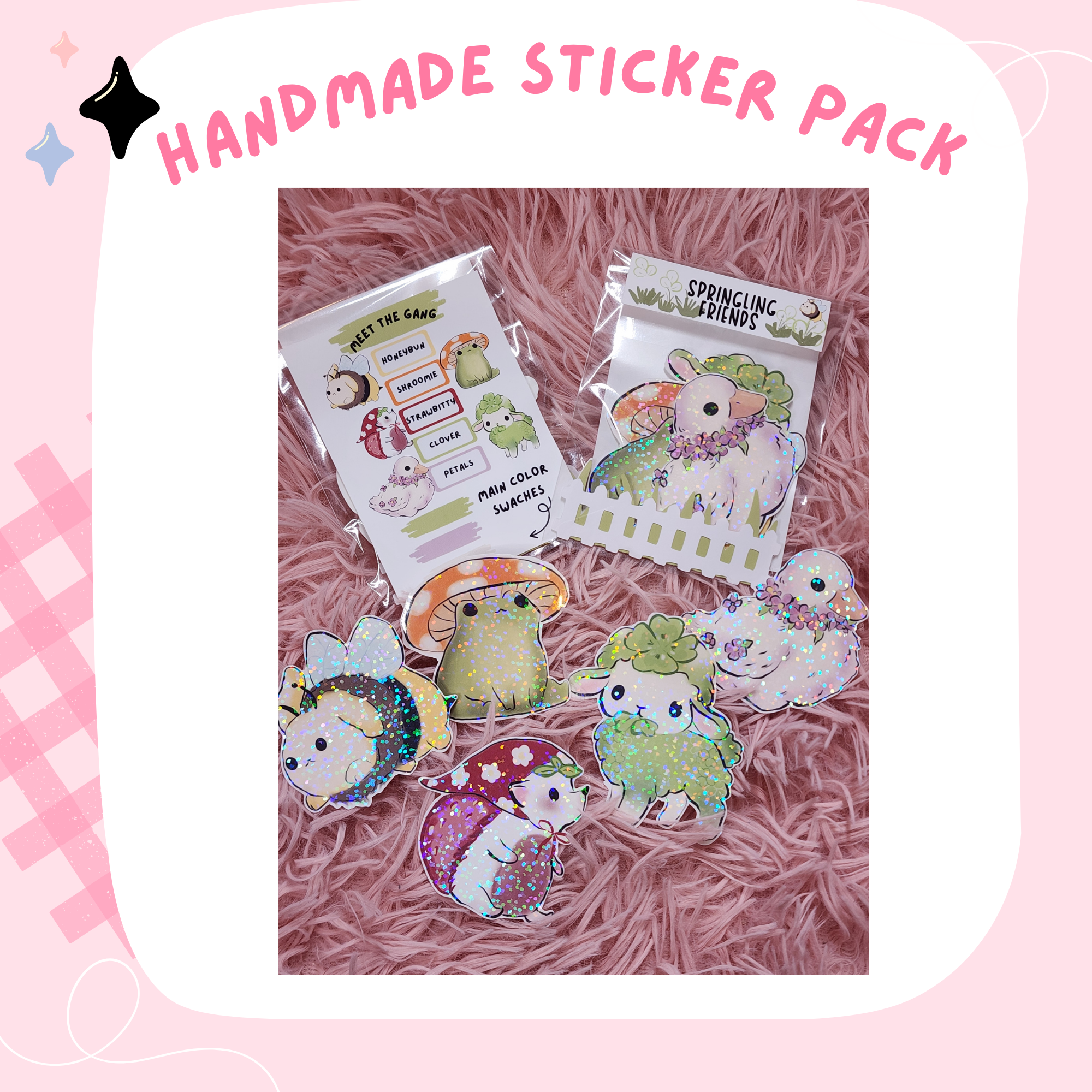 SPRINGLING FRIENDS  - HOLO HANDMADE LARGE STICKER PACK 5X