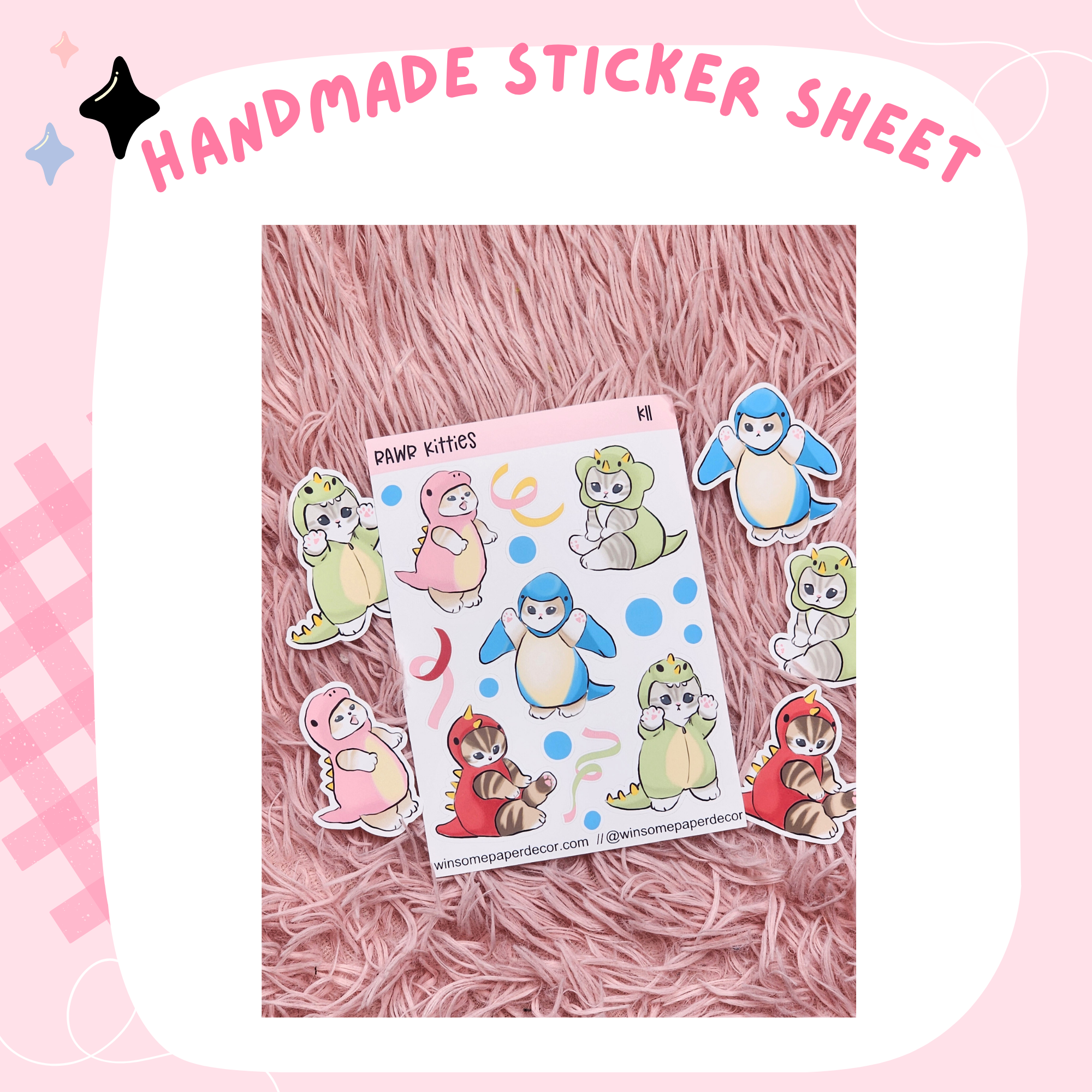 RAWR KITTIES- HANDMADE STICKERS