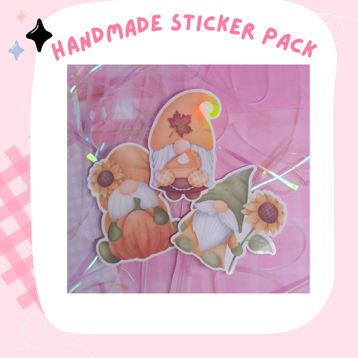 GNOMEY FALL - HOLO HANDMADE LARGE STICKER PACK 3X